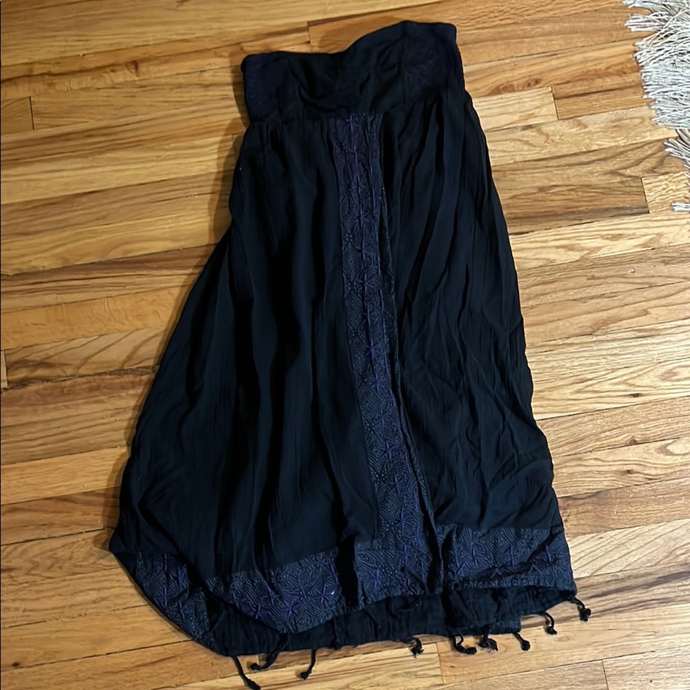 Free People Black Strapless Maxi Dress with Purple Accents
